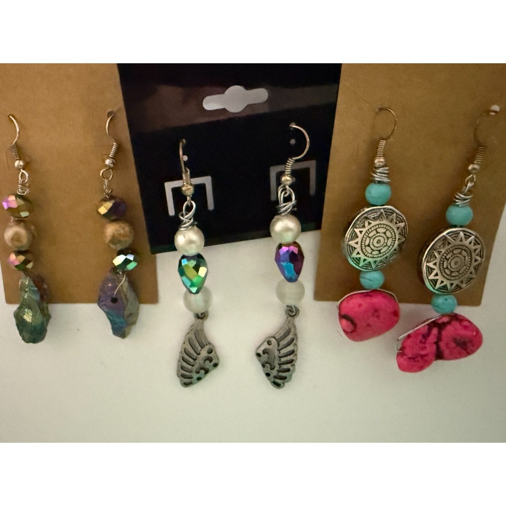 SALE Lot‎ of 3 New Handmade dangle pierced earrings OOAK jewelry ears